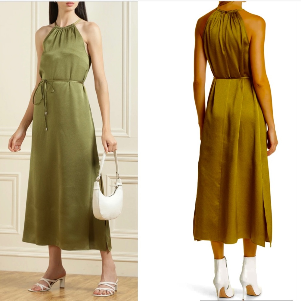 Ted Baker Khaki Halter Neck Midi Dress